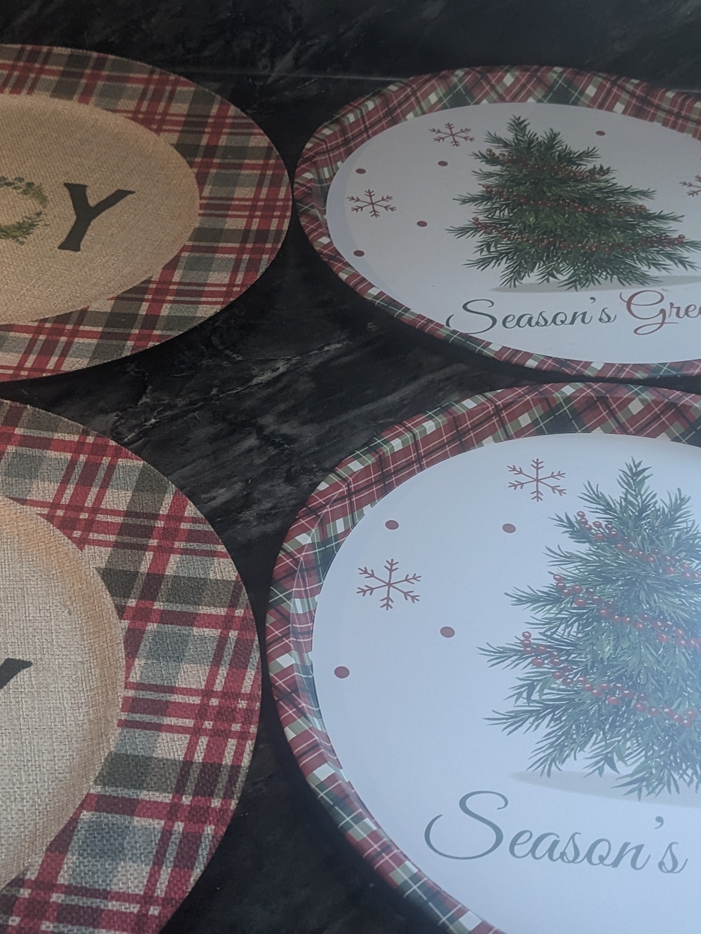 Holiday Plaid Decorative Charger Plates - Red & Green